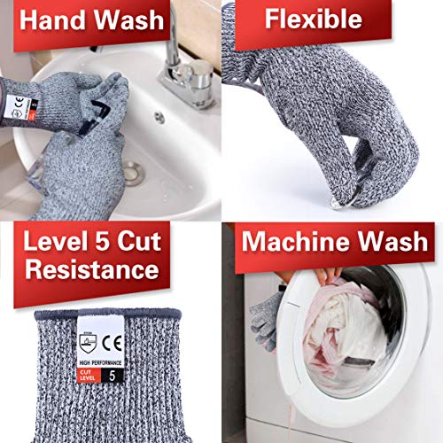 2PCS Cut Resistant Gloves, Cutting Gloves Level 5 Protection for Kitchen - size: Large, style: Anti-slip