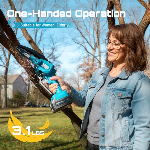 SEESII 6 Inch Mini Electric Chainsaw Cordless Battery Powered - color: Slate Blue