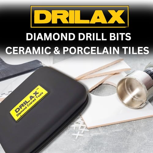 Drilax 5-Pc Diamond Hole Saw Set with Guide & PU Case | for Glass, Tile, Granite & Countertops | Includes 3/4", 1", 1-3/16", 1-3/8", 1-5/8" Bits - style: 5 Pcs Set 3/4" to 1-5/8"