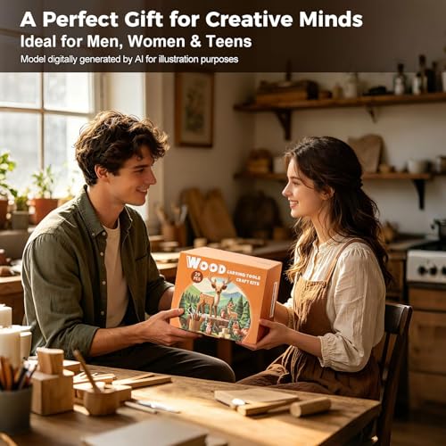 Wood Carving Kit for Beginners-Whittling Kit with Wood Blocks and Paint Set - color: Christmas
