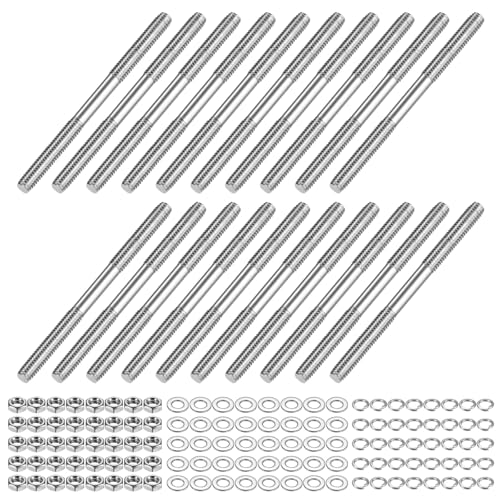 M METERXITY 20-Set Double End Threaded Stud Screw Bolt, M4x50mm Stainless Steel Push Rod Dual End Thread with Washer for Electrical/CNC Equipment/House Maintenance, Right Hand Thread - size: M4x50mm