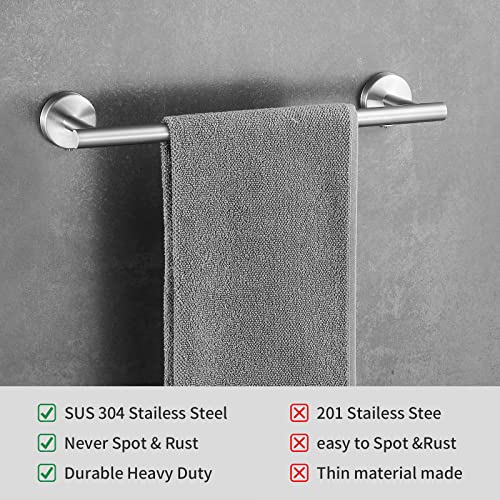Bathroom Hardware Set 10 Pieces, Stainless Steel Towel Bar Set Includes 16 inch Towel Bar, Towel Hook, Towel Ring Toilet Paper Holder - color: Brushed Nickel-10pcs-16inch