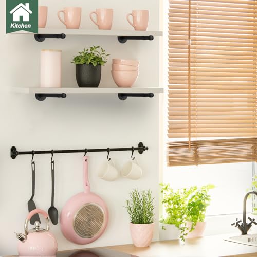 12 Pack Pipe Shelf Brackets Black 12 Inch Floating Shelving Bracket