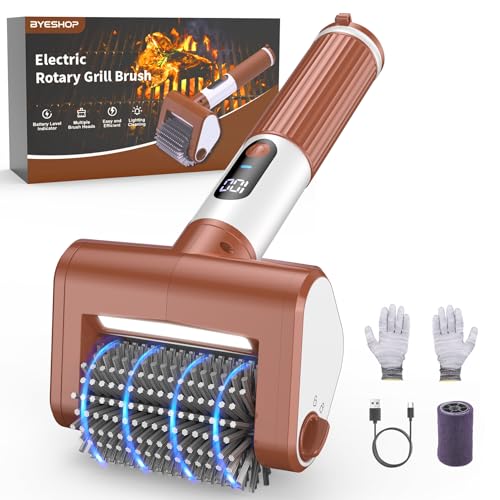 𝑵𝒆𝒘𝒆𝒔𝒕-𝑮𝒆𝒏 Electric Grill Brush, BBQ Grill Cleaner with Digital Display, Variable Speed Cordless Rotary Grill Brush, Replaceable Heads Grill Cleaning Brush for Barbecue Grates - size: GB-01