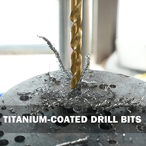 GMTOOLS 230 Pcs Drill Bit Set, 135° Tip Titanium Coated High Speed Steel, Twist Drill Bit Kit for Iron, Aluminum Alloy, Copper, Wood, Plastic, with Hard Storage 1/16"-3/8" - style: 230PCS