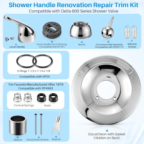 Shower Trim Kit Compatible with Delta RP54870, Lever, Chrome - color: Chrome