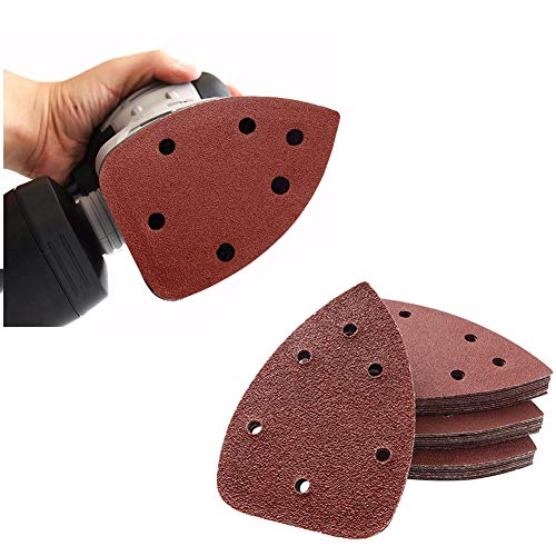 Mouse Detail Sander Sandpaper, 40 PCS Palm Mouse Sander Pads, Assorted 6 Holes Hook and Loop Triangle Sandpaper (40/60/80/120 Grit)-10 PCS for Each Grit by SANJIAN - color: 40-120 Grit Assorted