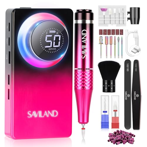 SAVILAND Professional Drill Nails Machine 50000RPM for Salon Nail Techs - color: 1-black Pink
