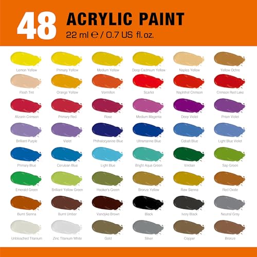 48 Colors Professional Acrylic Paint Set, Artist Paint Supplies - color: 48 Colors