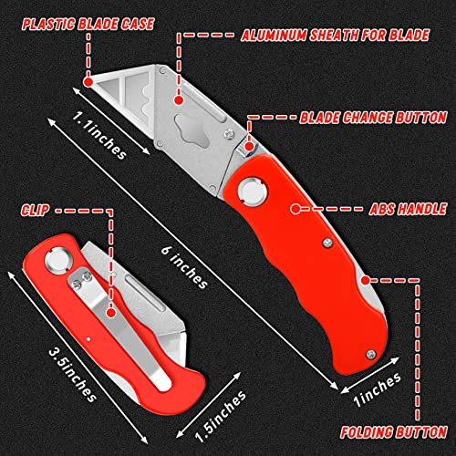 JETMORE 4 Pack Folding Utility Knife, Box Cutter with 10 Blade, Razor Knife - size: 4 Pack