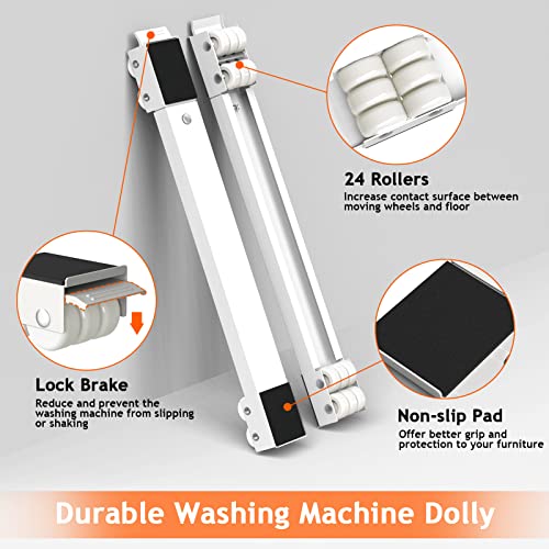 Ronlap Furniture Washing Machine Dolly Extendable Appliance Rollers, White - color: White