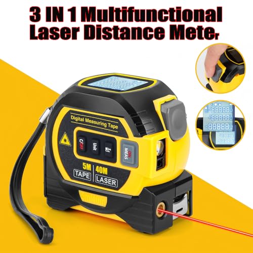 The 3-in-1 Almighty Laser Measuring Tools Ruler,16Ft Ruler 131Ft Laser - color: Blue, size: Laser 135 ft