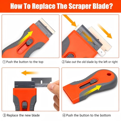 Razor Blade Scraper Tool, 2-Pack with 20 Replacement Blades, Window Scraper