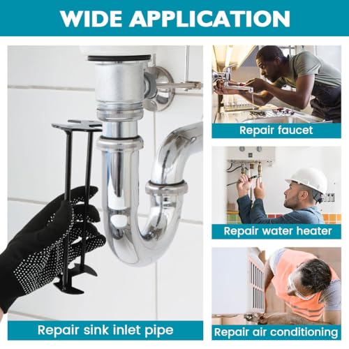 2Pcs Multifunctional Basin Wrench Set,7Sizes Faucet Wrench with Gloves,Universal Under Sink Plumbers Tool,Two-Shaft Design Four-Jaw Hex Faucet tool for Kitchen & Bathroom(Black)