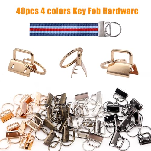 weideer 40 Sets Key Fob Hardware with Key Fob Plier Tools Bag, Glass Running Pliers for Wristlet Key Fobs/Key Lanyard/Key Chain Hardware Install - color: Red+key Fob+plier+bag