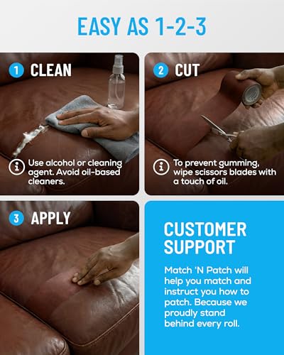 MATCH 'N PATCH Brown Leather Repair Tape, 4.50" x 30' for Furniture - color: Brown, size: 4.5" x 30'