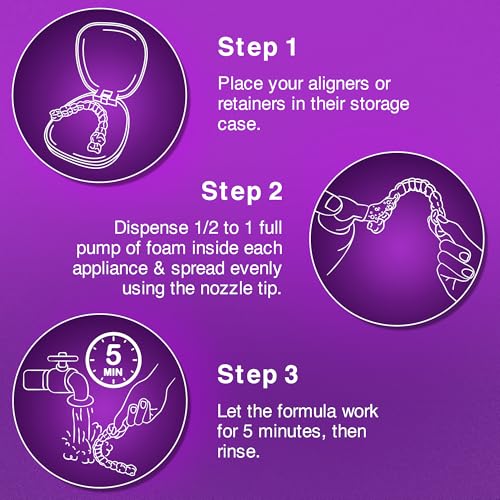 GuruNanda Aligner & Retainer Cleaner Foam – Gentle Cleaning for Aligners, Retainers, Veneers & Mouthguard, Helps Neutralize Odors, Ideal for Daily Use, 100 ml - style: 3.38 Fl Oz (Pack of 1)