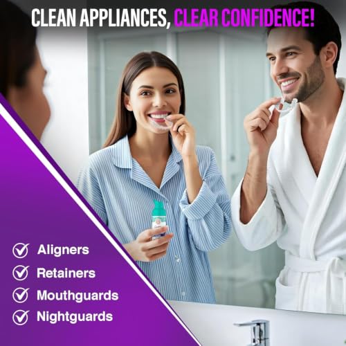 GuruNanda Aligner & Retainer Cleaner Foam – Gentle Cleaning for Aligners, Retainers, Veneers & Mouthguard, Helps Neutralize Odors, Ideal for Daily Use, 100 ml (Pack of 2) - style: 3.38 Fl Oz (Pack of 2)