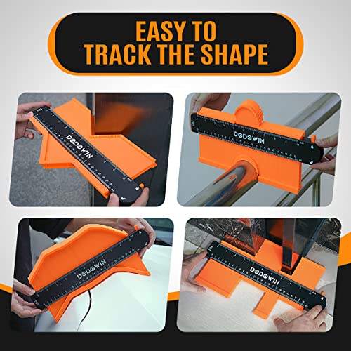 DODOWIN 10+5 Inch Contour Gauge with Lock, Gifts for Men, Dad and Husband - color: Orange-10+5 In.