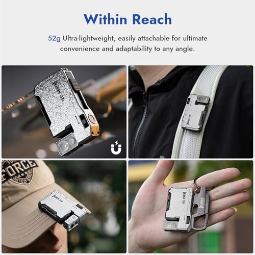 WUBEN G5 EDC Flashlight Magnetic Keychain Rechargeable Mini Pocket Flashlight 400LM Dual Light Sources RGB Light Portable Flat Flashlight for Outdoor Home Emergency (Ice Crack) - color: Silver
