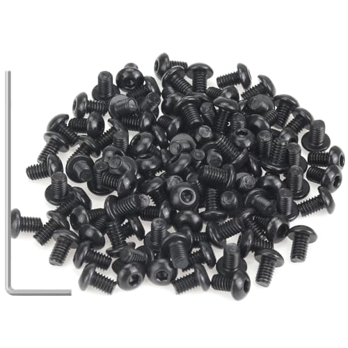 105 Pieces M2.5 x 4mm Button Head Socket Cap Screws, Thread Pitch 0.45mm, Sutemribor M2.5 Black Screws, 10.9 Grade Alloy Steel, Black Oxide Finish, Fully Threaded - size: M2.5 x 4mm, style: Button Head