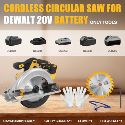 Cordless Circular Saw for Dewalt 20V Battery, Brushless Saws 6-1/2" Blade