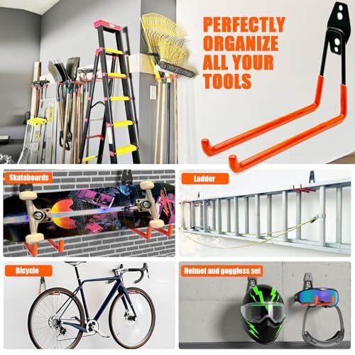 Heavy Duty Garage Storage Hooks 4 Pack Garage Tool Organizer Wall Mount - size: Large