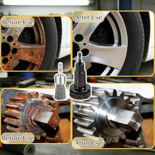 Wheel Hub Cleaning Tool, Brake Rotor Resurfacing Kit - 5 Pads & Coarse Carbon Steel Crimping Wire Wheel Brush, Rust Removal Tool for Car Repair