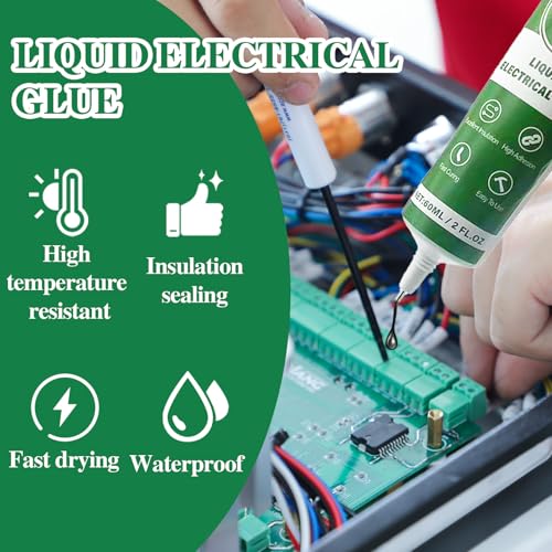 4 OZ (120Ml) Liquid Electrical Tape, 2PCS 60 ML Insulating Electrical Tape Adhesive, Self-Tip, Waterproof, Fast Drying, High Temperature Resistant (Black)