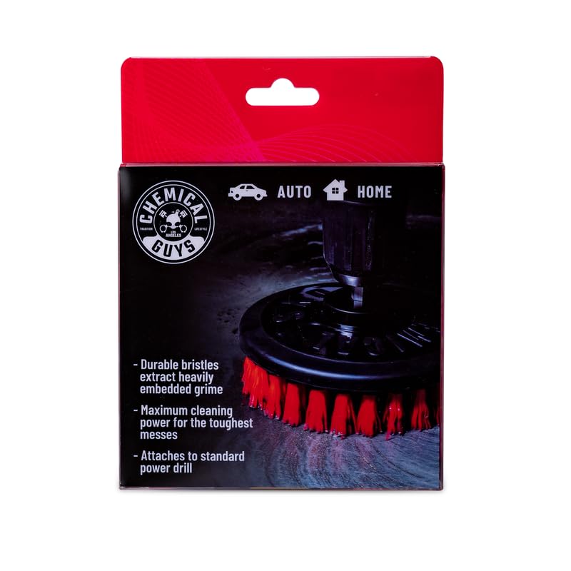Chemical Guys, Heavy Duty Spinner Multi-Surface Drill Brush, Red, Scrubber - style: Heavy Duty