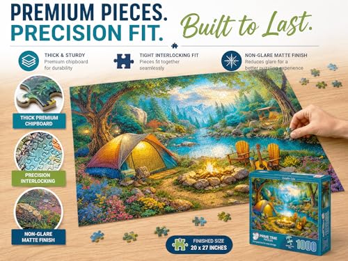 Adult Jigsaw Puzzle 1000 Piece Camping Scene - color: Campfire Calm