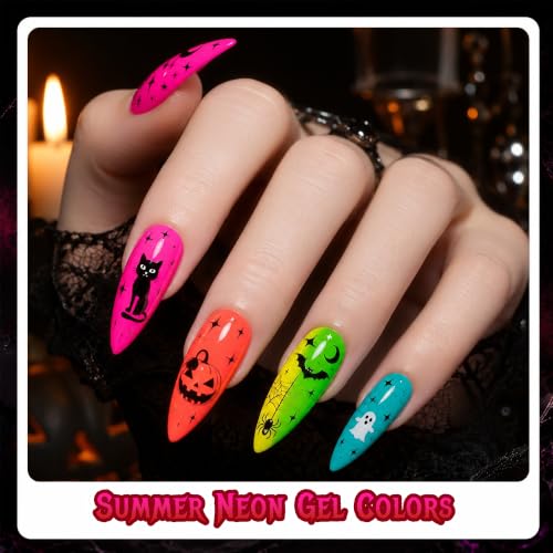 Beetles Halloween Gel Nail Polish Set, 6 Colors Fall Gel Nail Polish Set - color: Dreamy Summer