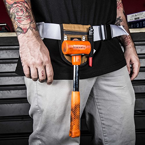 Dickies 2-Compartment Hammer Holder for Tool and Work Belts, Durable Canvas, Includes Tool Loop and Pocket, Fits up to 4.5-inch Belts, Tan/Grey - color: Tan
