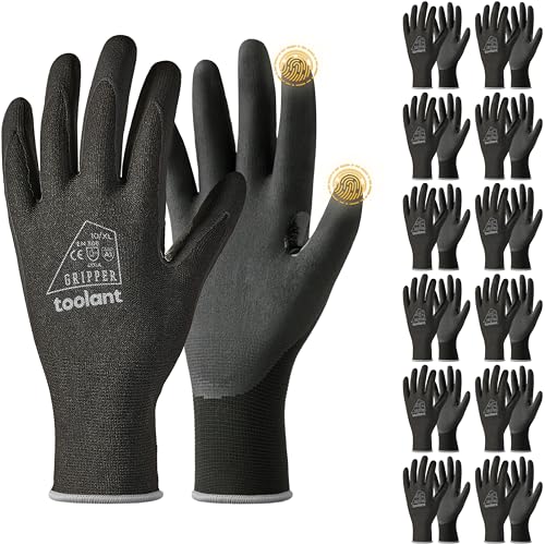 toolant Microfoam Nitrile Work Gloves with Grip, 12 Pairs, Black, X-Large - color: Black-12pairs, size: X-Large