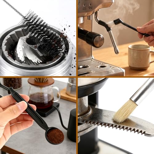 36PCS Coffee Brush Set, Espresso Machine Cleaning Brush Kit with Nylon & Bristle Brushes, Coffee Grinder Cleaning Brush Set,Long Handle Straw & Bottle Brush Kit, Espresso Brush for Home Cafe Barista - color: Multicolor 36pcs