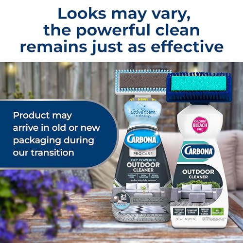 Carbona Oxy Powered Outdoor Cleaner with Built-In Brush (22 Fl Oz), Spot Cleaner for Outdoor Furniture, Rugs & Decks, 2-in-1 Sponge & Bristle Brush - size: 22 Fl Oz (Pack of 1)