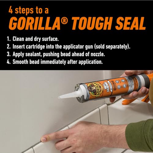 Gorilla 100% Silicone Waterproof Caulk, Clear, 10 oz Cartridge - color: Clear, size: 10oz Cartridge