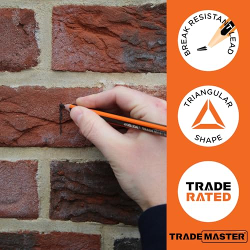 Carpenters Pencils Pack of 5 | Builders Pencil with TriGrip Jumbo Barrel - Construction Pencils Having Hard Lead for Marking Wood, Brick, Concrete & Plasterboard | Work Pencil for Builders - style: Pack of 5