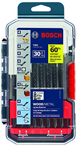 Bosch T30C 30 pc. T-Shank Jig Saw Blade Set for Wood and Metal - size: 30 pack