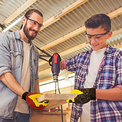 Kids Genuine Leather Work Gloves Age 2-12, Touchscreen, Reflective - color: Black, size: Medium (6-9 Years Old)