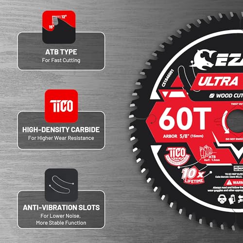 EZARC 7-1/4 Circular Saw Blades, 60T Ultra Finish for Laminate, 2-Pack - size: 7-1/4'', style: 60T