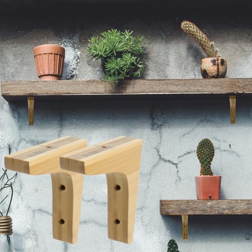 Antrader 2PCS L Shape Wooden Shelf Brackets,5.1"×5.1"×0.8",Light Brown - color: Light Brown, size: 5.1"×5.1"×0.8",2pcs