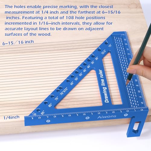 8.5 inch 3D Multi-Angle Measuring Ruler-Large Precision Woodworking - color: Blue