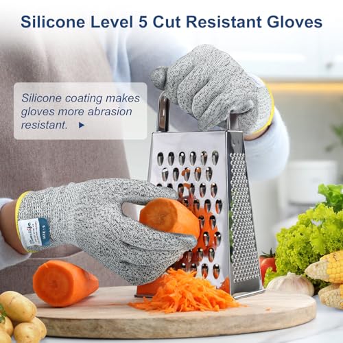 Dowellife Level 5 Cut Resistant Gloves with Silicone Coating Food Grade - size: Medium (Pack of 1), style: Silicone Coated
