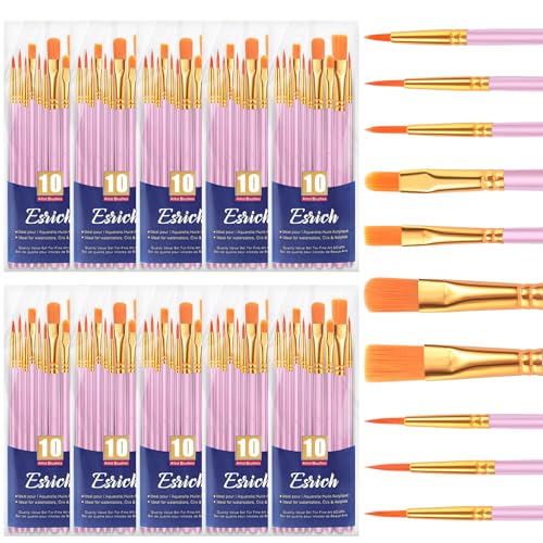 ESRICH 100PCS Paint Brushes, Paint Brush for Acrylic Painting - color: Pink, size: 100