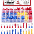 Hilitchi 440Pcs 22-16/16-14/12-10 Gauge Electrical Insulated Ring Bullet Butt Spade Fork Splice Crimp Wire Terminals Connectors Assorted Kit