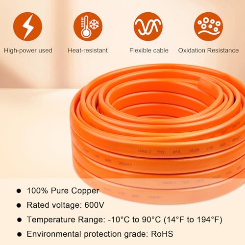 10/2 Wire with Ground - 10FT 10 Gauge NM-B Non-Metallic Sheathed Cable 100% Pure Copper 10 AWG 2 Conductor Residential Indoor Wire for Outlets, Switches, Other Loads and Lighting Wiring Projects etc. - size: 10FT, style: 10AWG/2