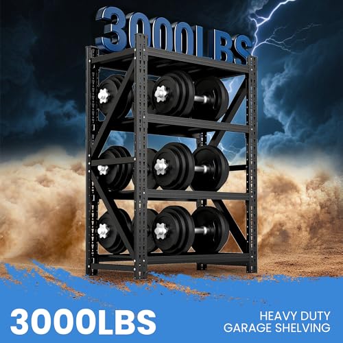Heavy Duty Metal Shelving Units, Garage Shelves & Storage System - size: 48"W x 24"D x 69"H
