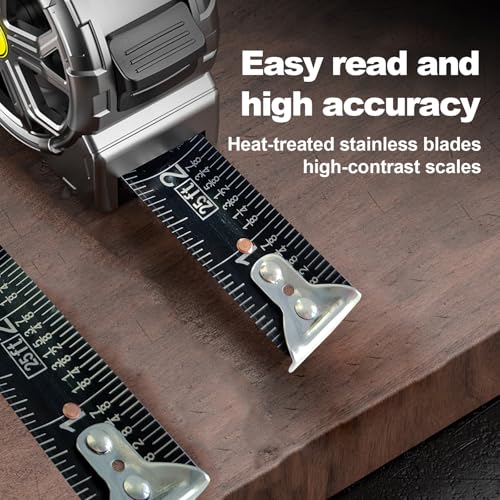 25ft Stainless Steel Tape Measure, Waterproof & Rustproof for Construction | Waterproof Tape Measure with Hollow Design and Laser Engraving Blade for Carpenters, Builders & DIY Projects(25') - color: 25'