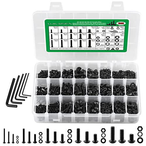 1500PCS Screw Assortment Kit, M2-M6 10.9 Alloy Steel Hex Button Cap Bolts - size: M2 M3 M4 M5 M6 1500pcs 2
